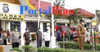 Apel Bersama Penyemprotan Masal Disinfektan Pencegahan Covid-19 Di Wilayah Hukum Polres Pelalawan