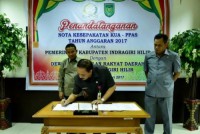 Pemda Inhil dan DPRD Tandatangani Nota Kesepakatan KUA PPAS 2017