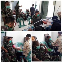 Kepedulian Sesama,Tiga Koramil Jajaran  Kodim 0313/ KPR Wilayah Pelalawan Gelar Baksos Donor Darah